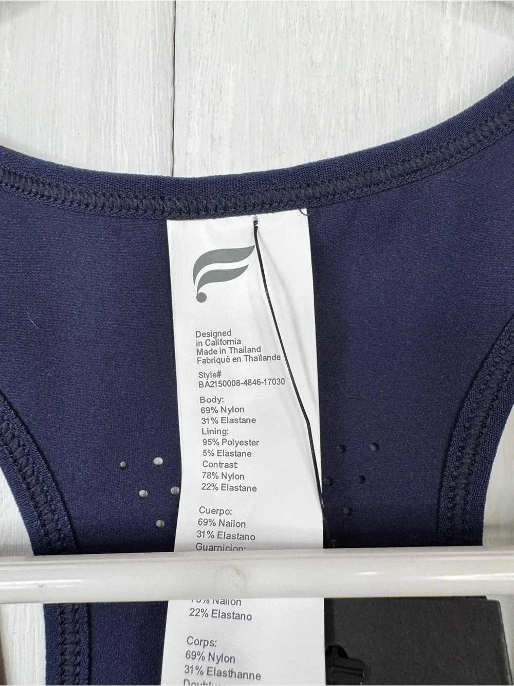 Fabletics Navy Front-Zip Sports Bra - Blue